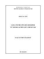 Luận án tiến sĩ lịch sử  làng côi trì (yên mô, ninh bình) từ thành lập đến giữa thế kỷ XIX 