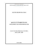 Luận văn thạc sĩ quản lý văn hóa  quản lý lễ hội cổ loa, huyện đông anh, thành phố hà nội 