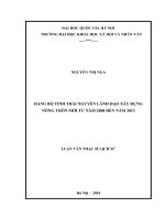 Đảng bộ tỉnh thái nguyên lãnh đạo xây dựng nông thôn mới từ năm 2008 đến năm 2013 