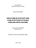 Tóm tắt luận án tiến sĩ y học  khảo sát nồng độ leptin huyết thanh và một số yếu tố nguy cơ tim mạch ở bệnh nhân tiền đái tháo đường 
