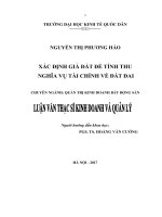 Luận văn thạc sỹ - Xác định giá đất để tính thu nghĩa vụ tài chính về đất đai