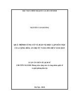 Luận văn tiến sĩ lịch sử  quá trình củng cố và bảo vệ độc lập dân tộc của cộng hòa ấn độ từ năm 1991 đến năm 2015 