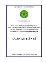 Đánh giá và tuyển chọn giống đậu xanh thích hợp trong điều kiện nước trời và xây dựng các biện pháp canh tác đậu xanh thích hợp cho vùng đất cát ven biển tỉnh thanh hóayen the anh 