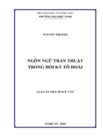 Luận văn tiến sĩ ngữ văn  ngôn ngữ trần thuật trong hồi ký tô hoài 