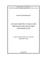 Luận văn thạc sĩ quản lý văn hóa  xây dựng đời sống văn hóa cơ sở trên địa bàn quận hoàn kiếm, thành phố hà nội 