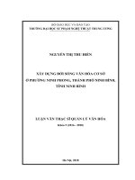 Luận văn thạc sĩ quản lý văn hóa  xây dựng đời sống văn hóa cơ sở ở phường ninh phong, thành phố ninh bình, tỉnh ninh bình 