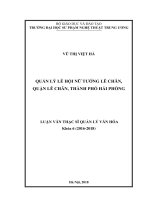 Luận văn thạc sĩ quản lý văn hóa  quản lý lễ hội nữ tướng lê chân, quận lê chân, thành phố hải phòng 