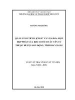 Luận văn thạc sĩ quản lý văn hóa  quản lý di tích lịch sử và văn hóa một hợp phần của khu di tích tây yên tử thuộc huyện sơn động, tỉnh bắc giang 