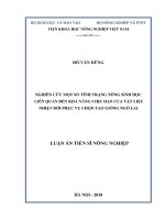 Luận án tiến sĩ nông nghiệp  nghiên cứu một số tính trạng nông sinh học liên quan đến khả năng chịu hạn của vật liệu nhiệt đới phục vụ chọn tạo giống ngô lai 