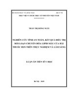 Luận án tiến sĩ y học  nghiên cứu tính an toàn, kết quả điều trị rối loạn chuyển hóa lipid máu của bài thuốc HSN trên thực nghiệm và lâm sàng 