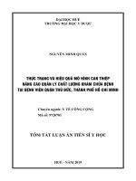 Tóm tắt luận án tiến sĩ y học  thực trạng và hiệu quả mô hình can thiệp nâng cao quản lý chất lượng khám chữa bệnh tại bệnh viện quận thủ đức, thành phố hồ chí min 