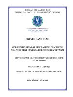 Tóm tắt luận án tiến sĩ luật học  mối quan hệ giữa lập pháp và hành pháp trong nhà nước pháp quyền xã hội chủ nghĩa việt nam 