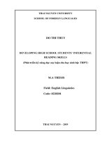 ngôn ngữ anh phát triển kỹ năng đọc suy luận cho học sinh bậc THPT 