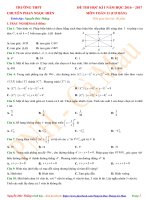 Đề thi học kì 1 môn toán cơ bản 11 năm học 2016 2017