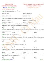 Đề thi học kì 1 môn toán nâng cao 11 năm học 2016 2017 trường THPT chuyên phan ngọc hiển cà mau