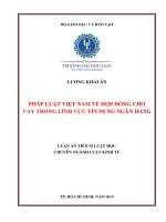 Luận án tiến sĩ kinh tế  pháp luật việt nam về hợp đồng cho vay trong lĩnh vực tín dụng ngân hàng 