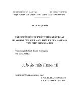 Luận án tiến sĩ kinh tế  tái cơ cấu đầu tư phát triển xuất khẩu hàng hóa của việt nam thời kỳ đến năm 2020, tầm nhìn đến năm 2030 