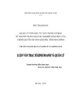 Luận văn thạc sỹ - Quản lý vốn đầu tư XDCB từ nguồn ngân sách sự nghiệp giáo dục của chính quyền huyện Kim Bôi, tỉnh Hoà Bình