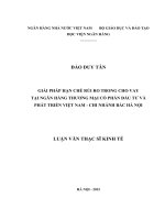 Luận văn thạc sỹ - Giải pháp hạn chế rủi ro trong cho vay tại Ngân hàng thương mại cổ phần Đầu tư và Phát triển Việt Nam – Chi nhánh Bắc Hà Nội