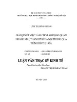 Luận văn thạc sỹ - Giải quyết việc làm cho người lao động ở quận Hoàng Mai,  thành phố Hà Nội trong quá trình đô thị hoá