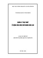 Luận án tiến sĩ kinh tế  quản lý thu thuế ở cộng hòa dân chủ nhân dân lào 