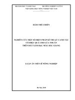 Luận án tiến sĩ nông nghiệp  nghiên cứu một số biện pháp kĩ thuật canh tác có hiệu quả cho lúa thuần trên đất xám bạc màu bắc giang 