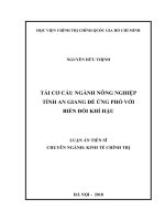 Luận án tiến sĩ kinh tế  tái cơ cấu ngành nông nghiệp tỉnh an giang để ứng phó với biến đổi khí hậu 