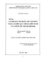 Vai trò báo chí trong việc góp phần nâng cao hiệu quả chỉ đạo, điều hành của chính phủ thời kỳ đổi mới 