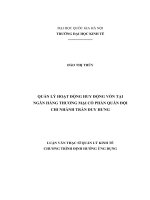 Quản lý hoạt động huy động vốn tại ngân hàng thương mại cổ phần quân đội – chi nhánh trần duy hưng 