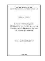 Đảng bộ tỉnh tuyên quang lãnh đạo bảo tồn và phát huy giá trị văn hóa phi vật thể của dân tộc tày, từ năm 1991 đến năm 2012 