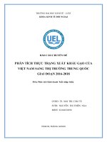 Phân Tích Thực Trạng Xuất Khẩu Gạo Việt Nam Sang Trung Quốc Giai Đoạn 2016-2018