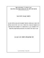 Luận án tiến sĩ kinh tế  danh tiếng doanh nghiệp trong mối quan hệ với hình ảnh nước xuất xứ, niềm tin, trách nhiệm xã hội doanh nghiệp và ý định mua lại  nghiên cứu trư 