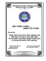 Tình hình thất nghiệp Việt Nam trong 5 năm gần đây. Phân tích biện pháp Chính phủ sử dụng để giảm thất nghiệp.