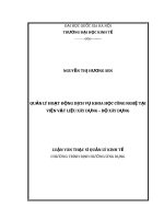 Quản lý hoạt động dịch vụ KHCN tại viện vật liệu xây dựng   BXD 