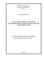 Quản lý dự án đầu tư xây dựng tại chi nhánh phát triển quỹ đất sóc sơn, thành phố hà nội 