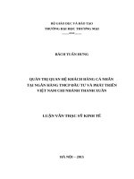 Luận văn thạc sỹ - Quản trị quan hệ khách hàng cá nhân tại Ngân hàng TMCP Đầu tư và phát triển Việt nam chi nhánh Thanh Xuân