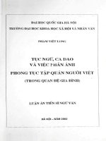 Tục ngữ, ca dao và việc phản ánh phong tục tập quán người việt (trong quan hệ gia đình) 