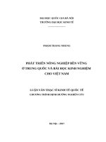Phát triển nông nghiệp bền vững ở trung quốc và bài học kinh nghiệm cho việt nam 