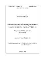 Luận án tiến sĩ kinh tế  chính sách tài chính hỗ trợ phát triển doanh nghiệp nhỏ và vừa ở việt nam 