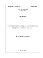 Luận án tiến sĩ kinh tế  hoàn thiện kiểm soát nội bộ trong các doanh nghiệp sản xuất giấy việt nam 