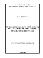 Nâng cao chất lượng tuyên truyền chính trị trên các tạp chí của học viện chính trị   hành chính quốc gia hồ chí minh trước yêu cầu, nhiệm vụ mới 