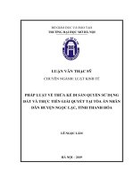 Pháp luật về thừa kế di sản quyền sử dụng đất và thực tiễn giải quyết tại tòa án nhân dân huyện ngọc lặc, tỉnh thanh hóa 