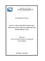 Quản lý nhà nước đối với giáo dục mầm non ngoài công lập trên địa bàn thành phố Đà Nẵng