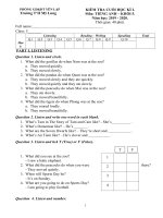 Đề kiểm tra môn tiếng Anh theo chương trình mới Học kì I  lớp 5 chuẩn đét