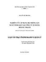 Luận văn thạc sỹ - Nghiên cứu áp dụng hệ thống sản xuất tinh gọn tại Công ty Xi măng Hoàng Thạch