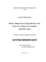 Luận văn thạc sỹ - Hoàn thiện quản trị chuỗi cung ứng của Công ty cổ phần Trường Việt
