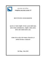 Quản lý nhà nước về du lịch trên địa bàn tỉnh chămpasắc, nước cộng hòa dân chủ nhân dân lào 