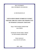 Truyện ngắn nữ việt nam 2000 – 2015 từ góc nhìn phê bình văn học nữ quyền tt tiếng anh 