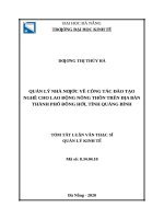QLNN về công tác ĐTN cho LĐNT trên địa bàn thành phố đồng hới, tỉnh quảng bình 