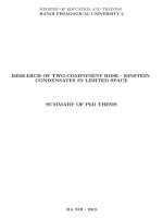 Nghiên cứu ngưng tụ bose einstein hai thành phần trong không gian bị hạn chế tt tiếng anh 